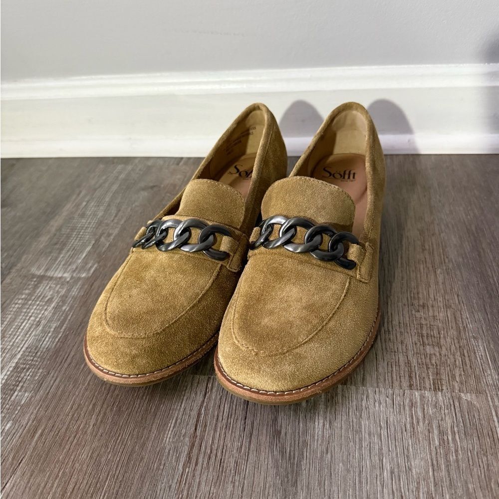 Sofft Chain Link Loafer Suede Nevara Hazelwood Brown Tan Shoes Casual Dressy 8.5 - Picture 3 of 15